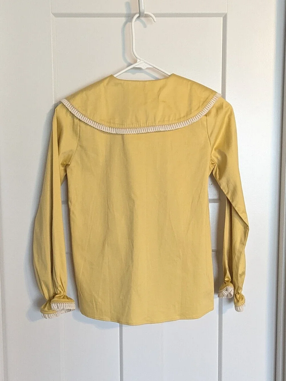 Wolf & Rita Noa Peter Pan Collar Crochet Trim Long Sleeve Top - Yellow sz 12